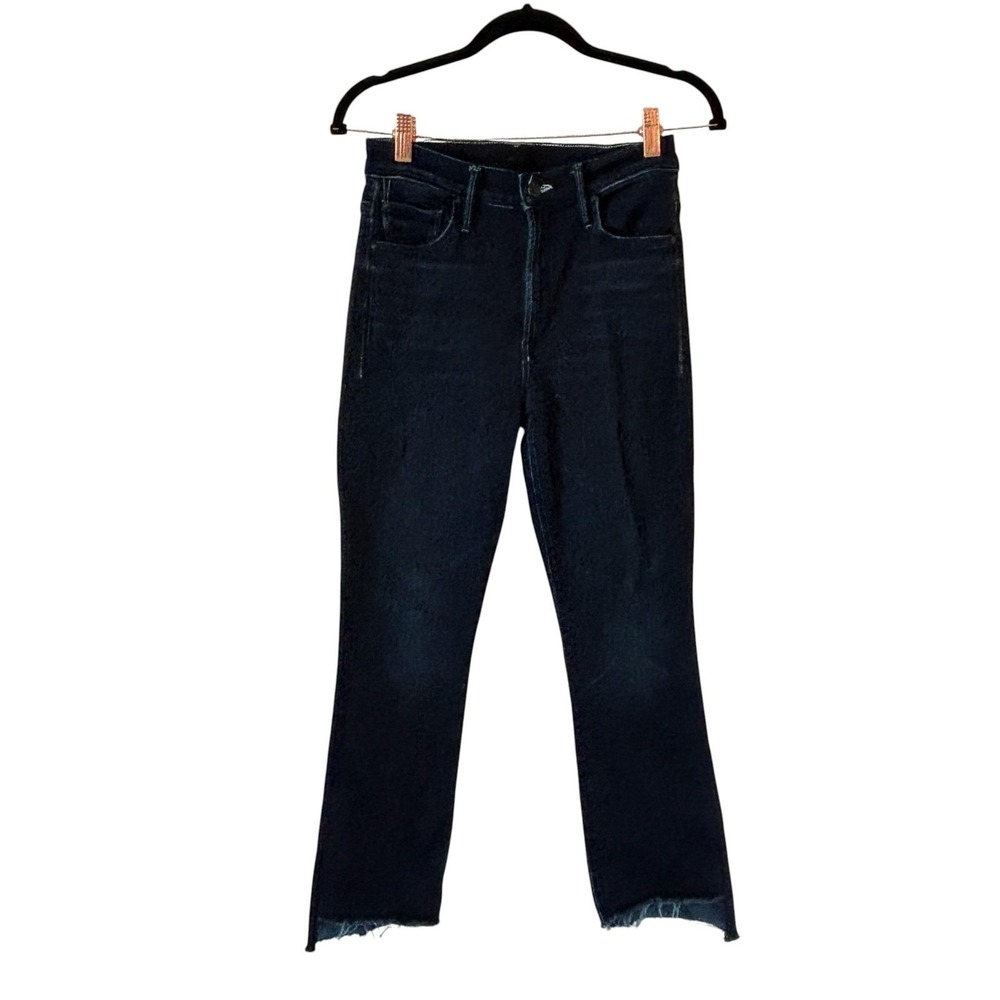 Mother Insider Crop Step Fray Jeans Womens 26 Night Tripperβ Mid Rise Dark Wash